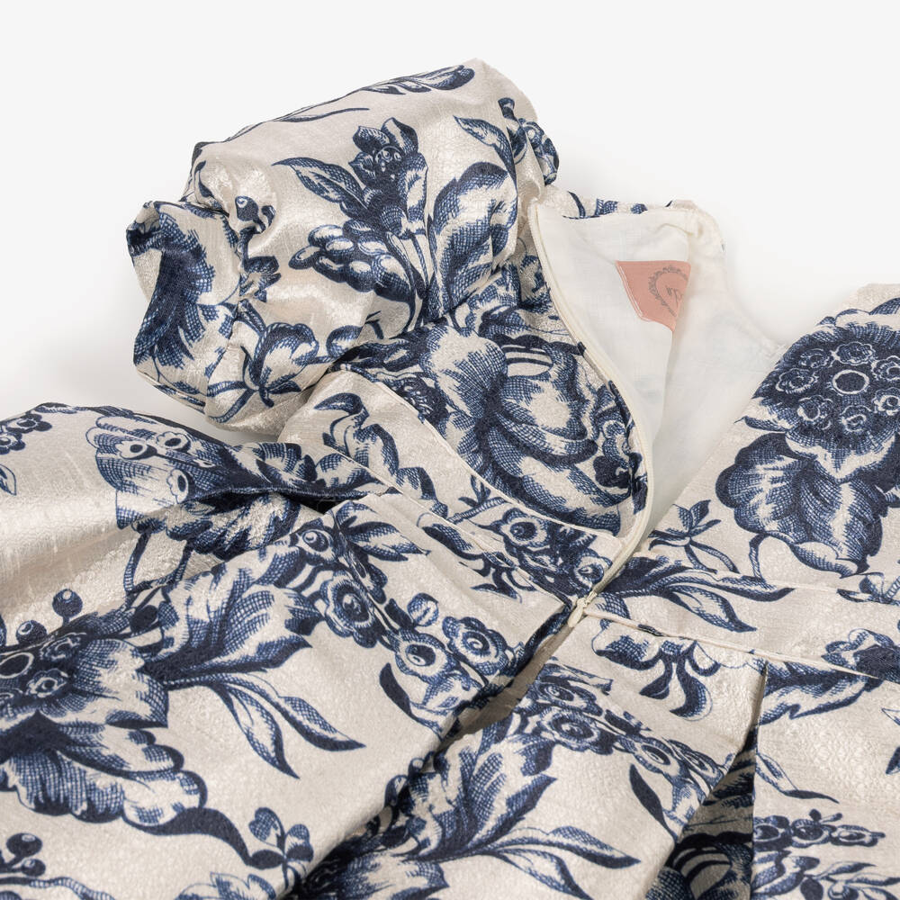 Irpa-Girls Ivory & Navy Blue Floral Dress | Childrensalon