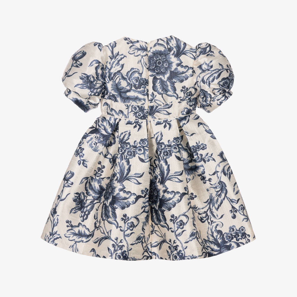 Irpa-Girls Ivory & Navy Blue Floral Dress | Childrensalon