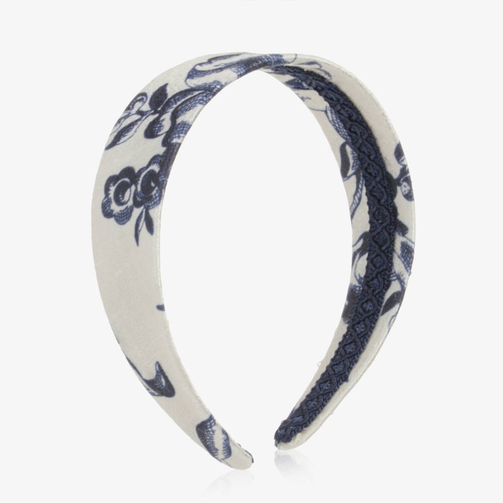 Irpa-Girls Ivory & Navy Blue Floral Hairband | Childrensalon