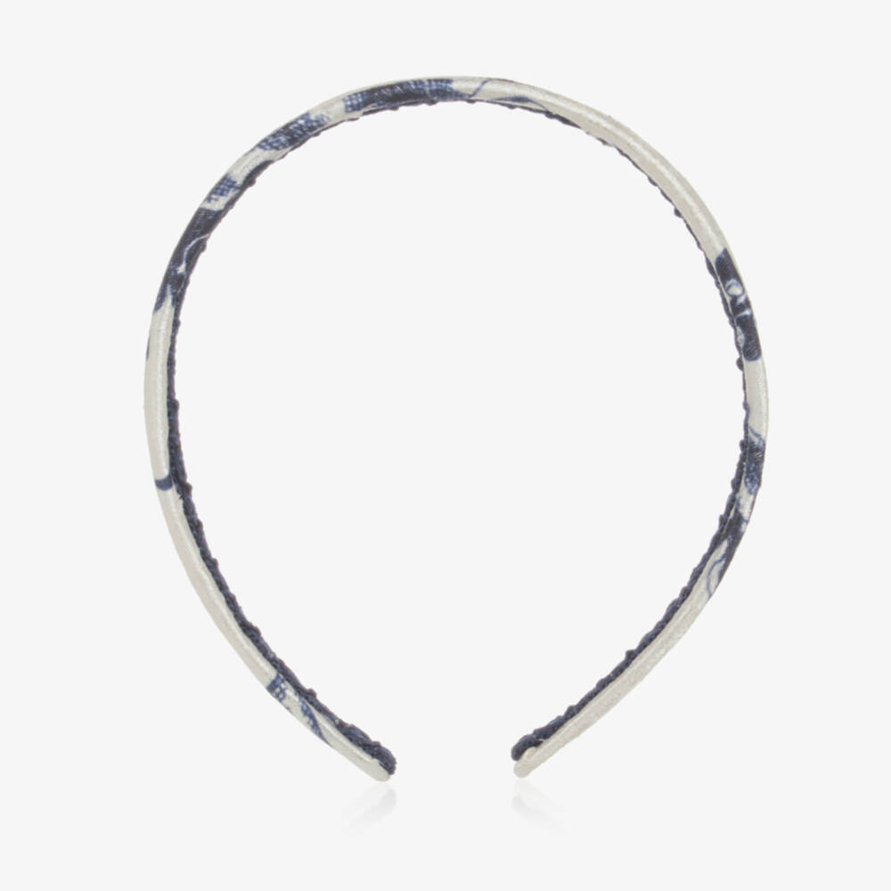 Irpa-Girls Ivory & Navy Blue Floral Hairband | Childrensalon