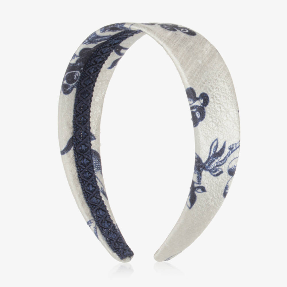 Irpa-Girls Ivory & Navy Blue Floral Hairband | Childrensalon