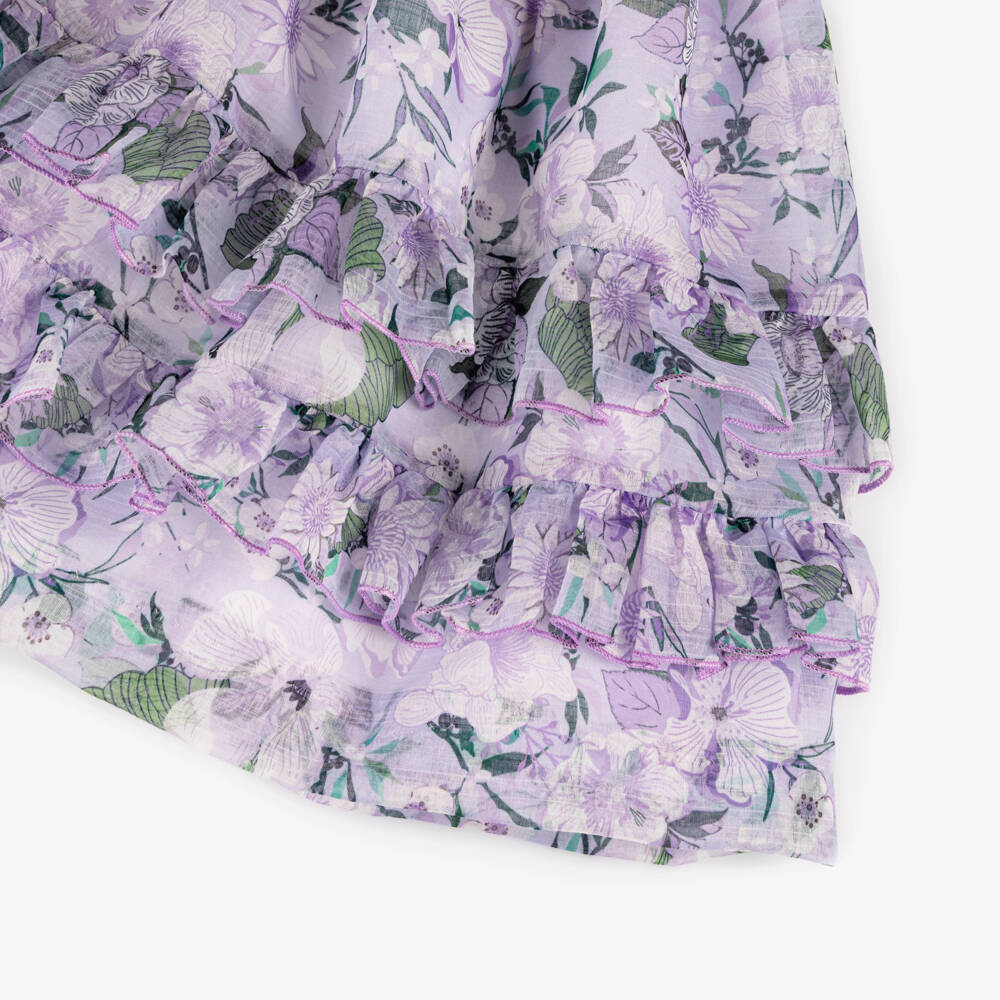 Irpa-Girls Lavender Chiffon Dress with Floral Print | Childrensalon