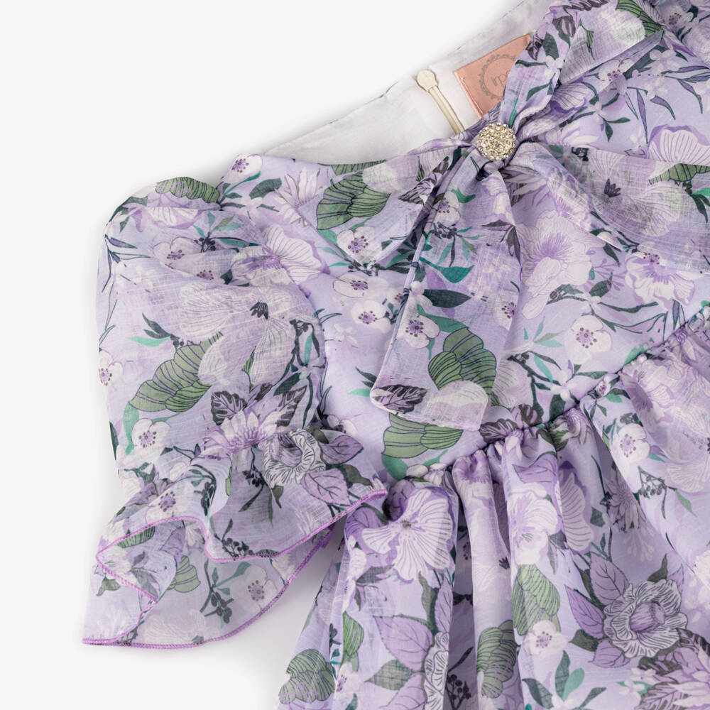 Irpa-Girls Lavender Chiffon Dress with Floral Print | Childrensalon