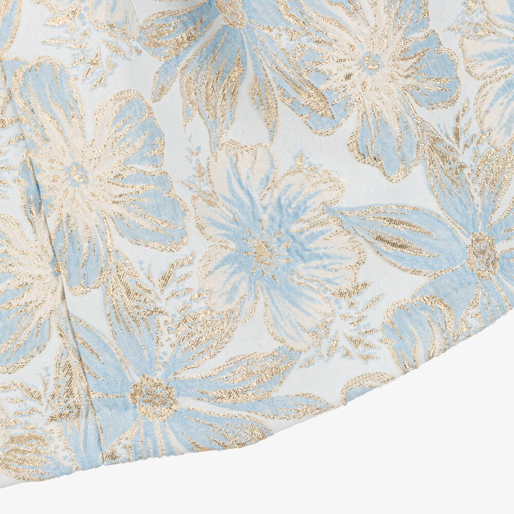 Irpa-فستان جاكار لون أزرق فاتح وذهبي للبنات | Childrensalon