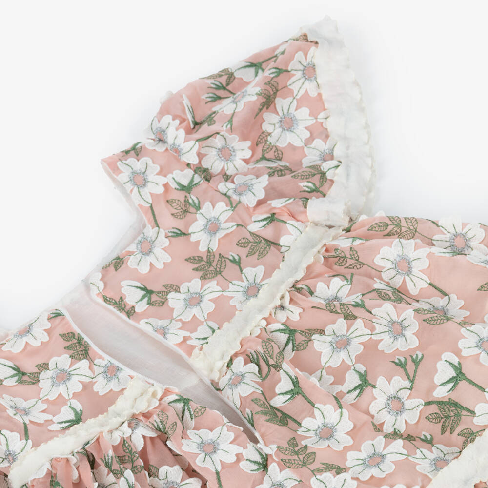 Irpa-Girls Pink & Ivory Floral Tiered Dress | Childrensalon