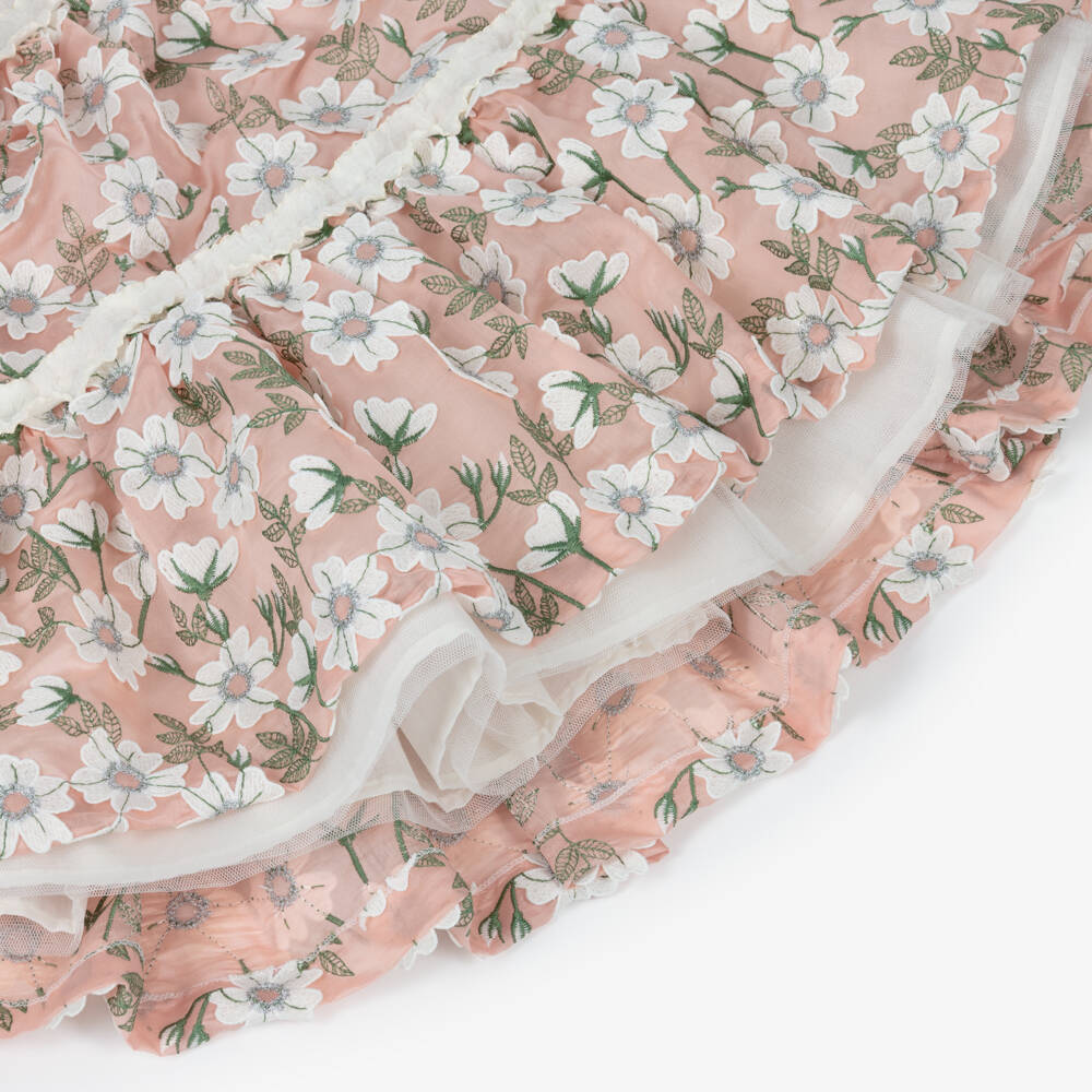 Irpa-Girls Pink & Ivory Floral Tiered Dress | Childrensalon