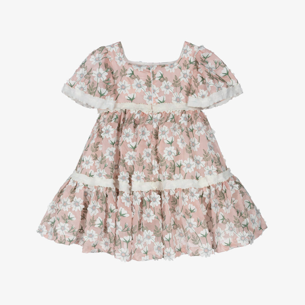 Irpa-Girls Pink & Ivory Floral Tiered Dress | Childrensalon