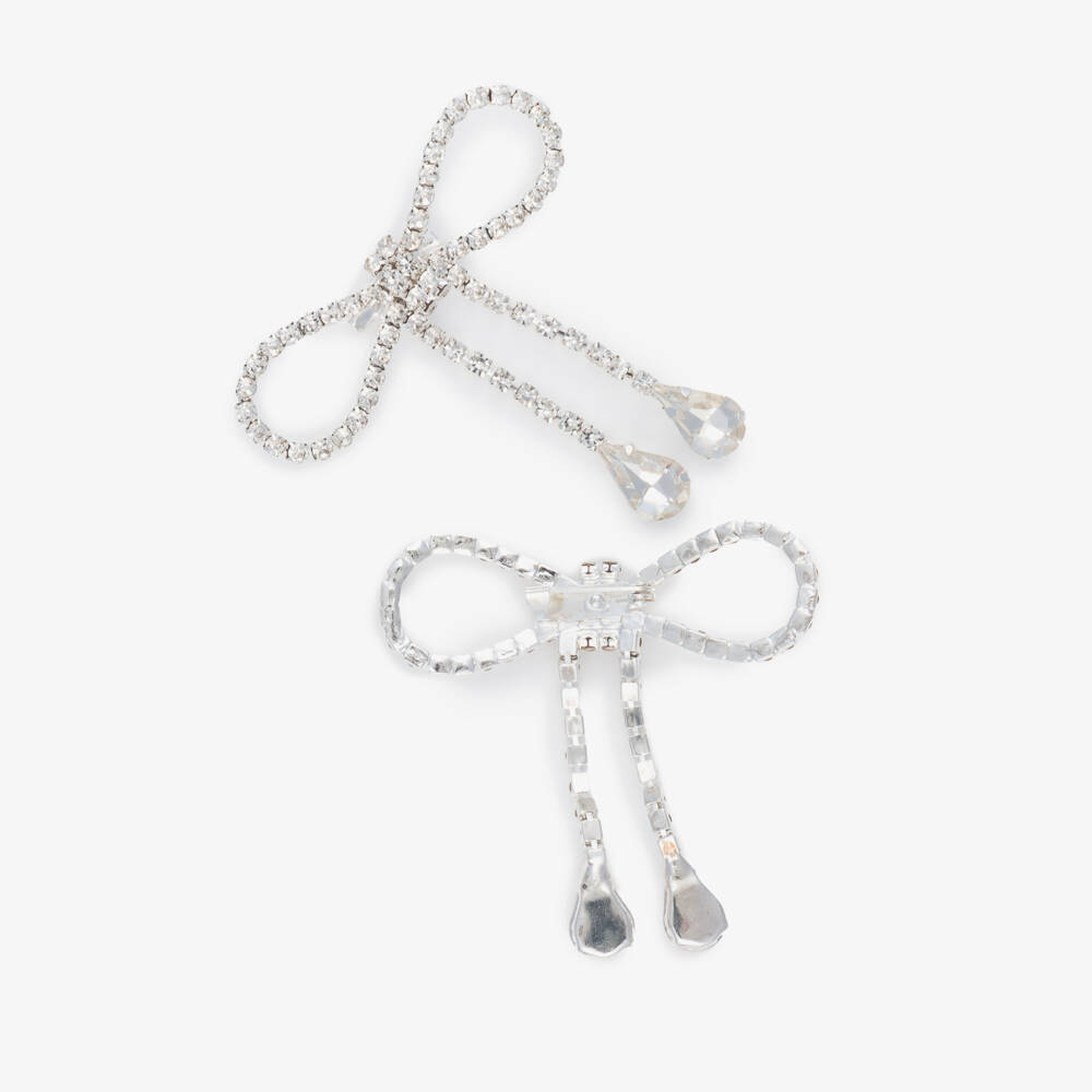 Irpa-Girls Pink Textured Dress with Diamanté Bow Brooches | Childrensalon