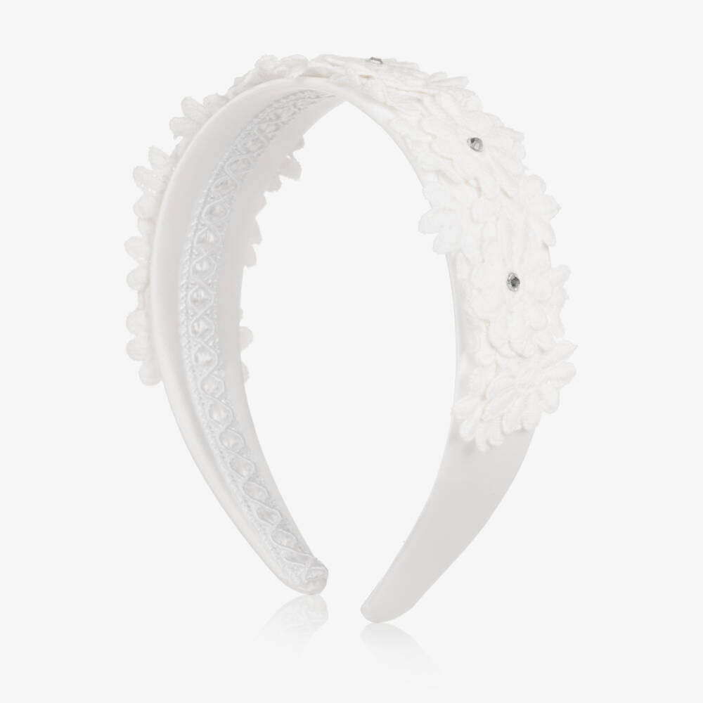Irpa-Girls White Floral Appliqué Hairband | Childrensalon