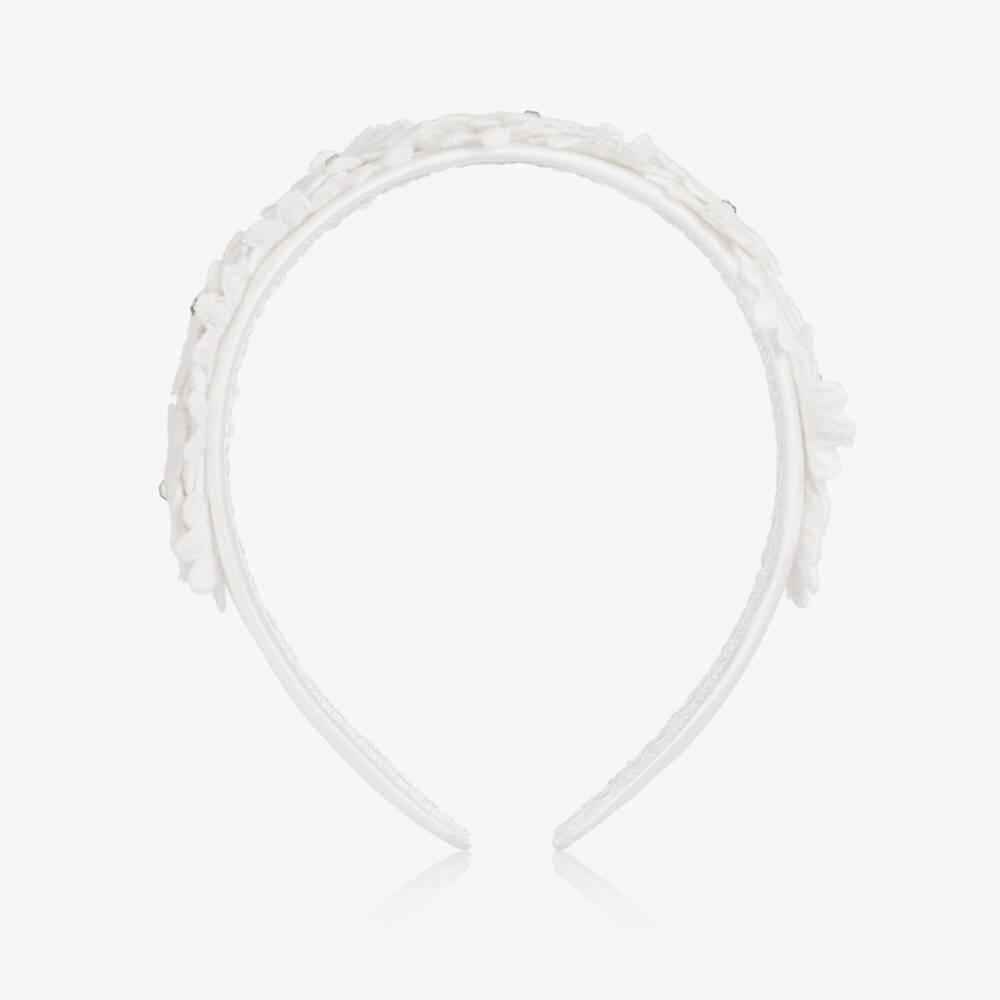 Irpa-Girls White Floral Appliqué Hairband | Childrensalon