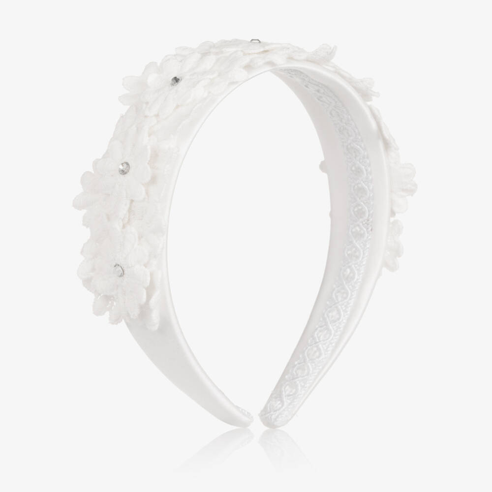 Irpa-Girls White Floral Appliqué Hairband | Childrensalon