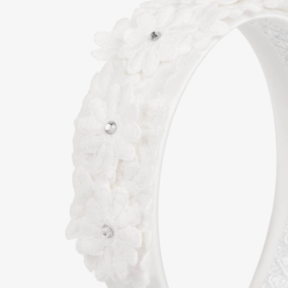 Irpa-Girls White Floral Appliqué Hairband | Childrensalon