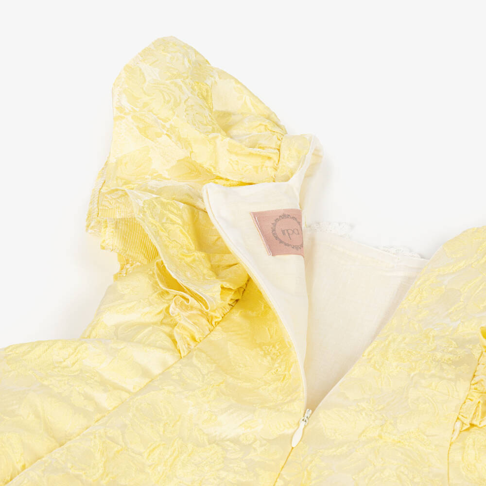 Irpa-Girls Yellow Floral Jacquard Dress | Childrensalon
