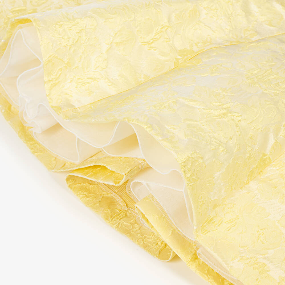 Irpa-Girls Yellow Floral Jacquard Dress | Childrensalon