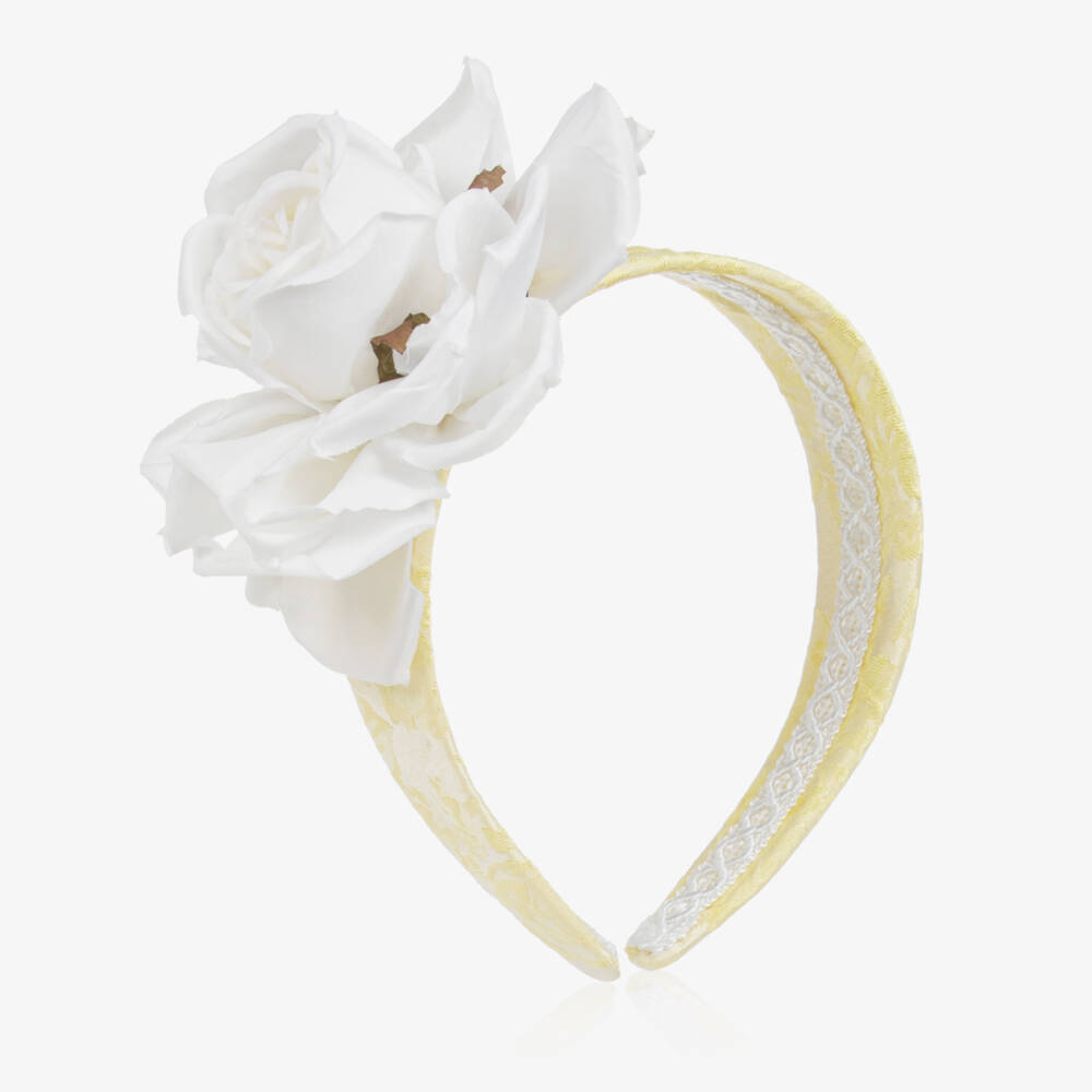 Irpa-Girls Yellow & White Flower Hairband | Childrensalon