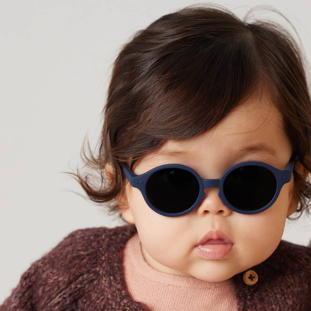 IZIPIZI-Round Navy Blue UV Protective Sunglasses | Childrensalon