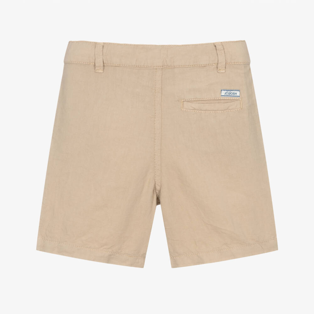J&Josh-Boys Beige Linen & Cotton Shorts | Childrensalon