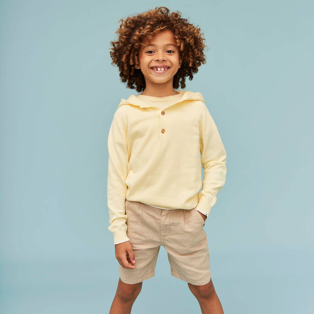J&Josh-Boys Beige Linen & Cotton Shorts | Childrensalon