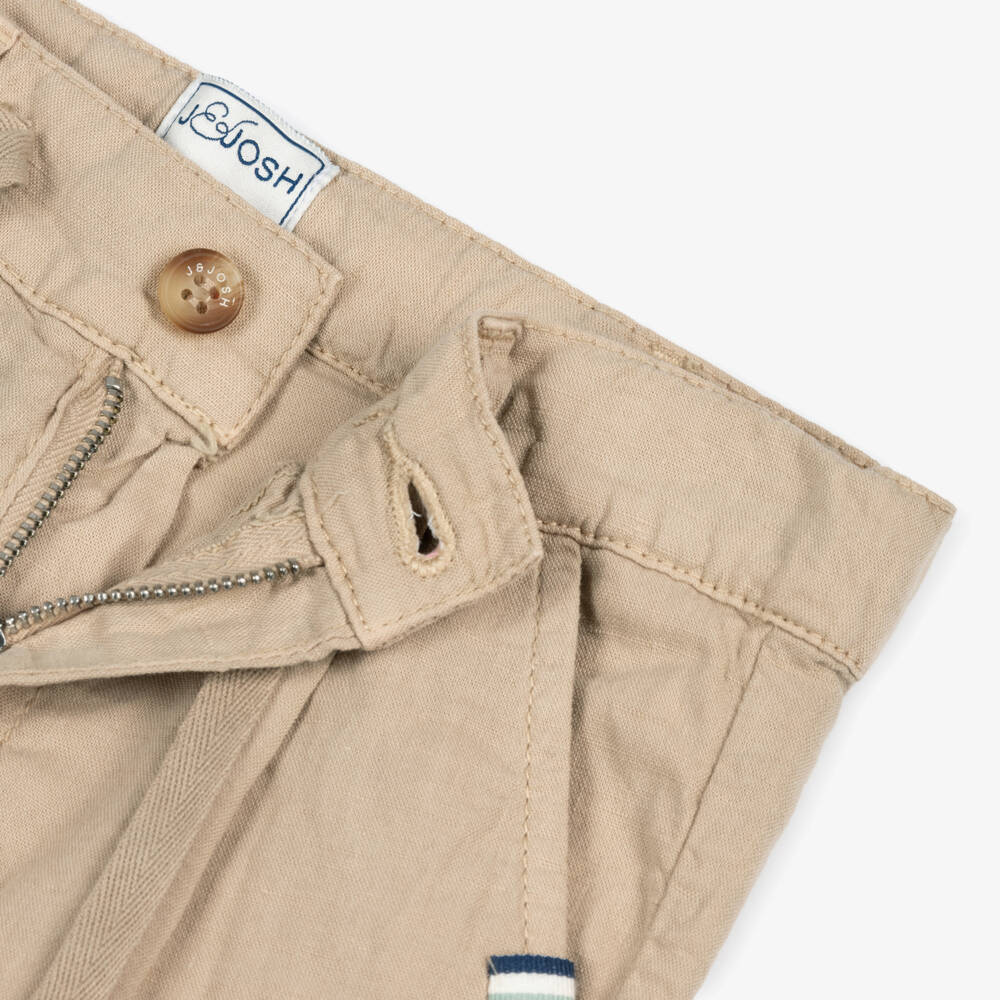 J&Josh-Boys Beige Linen & Cotton Shorts | Childrensalon
