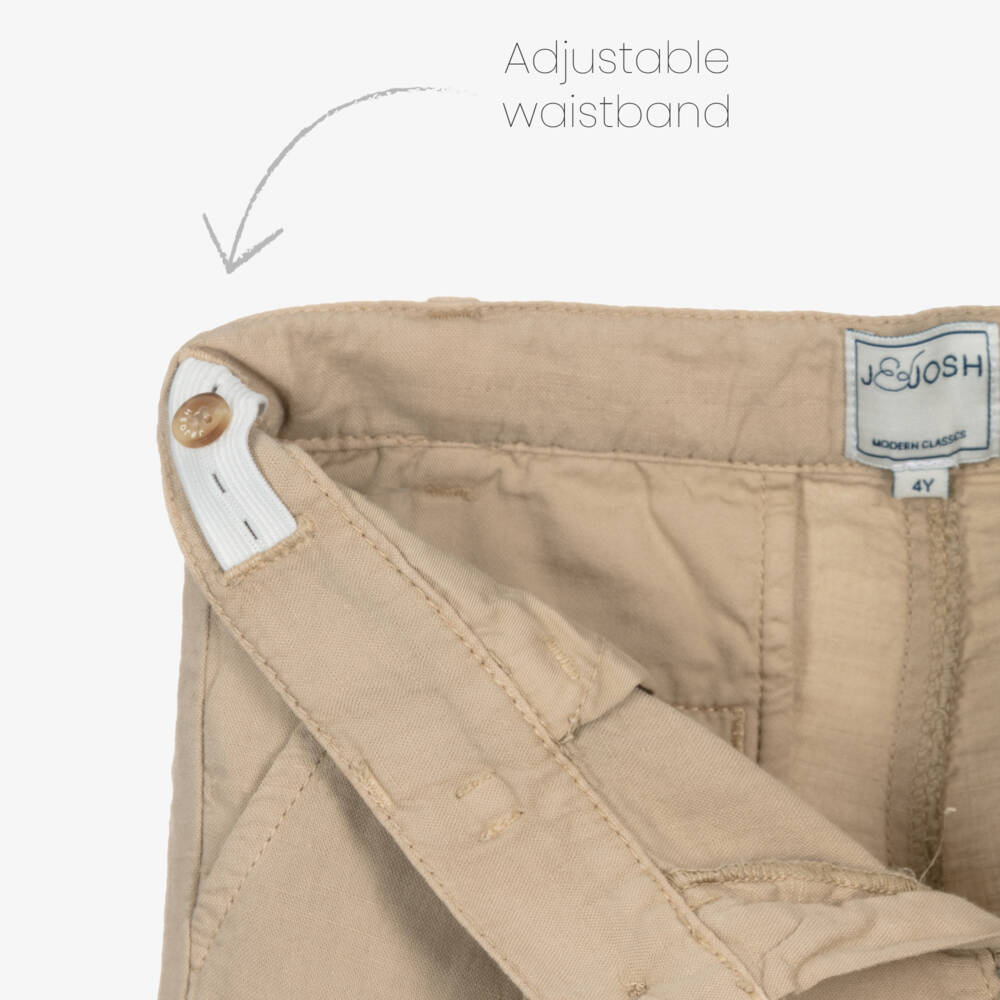 J&Josh-Boys Beige Linen & Cotton Shorts | Childrensalon