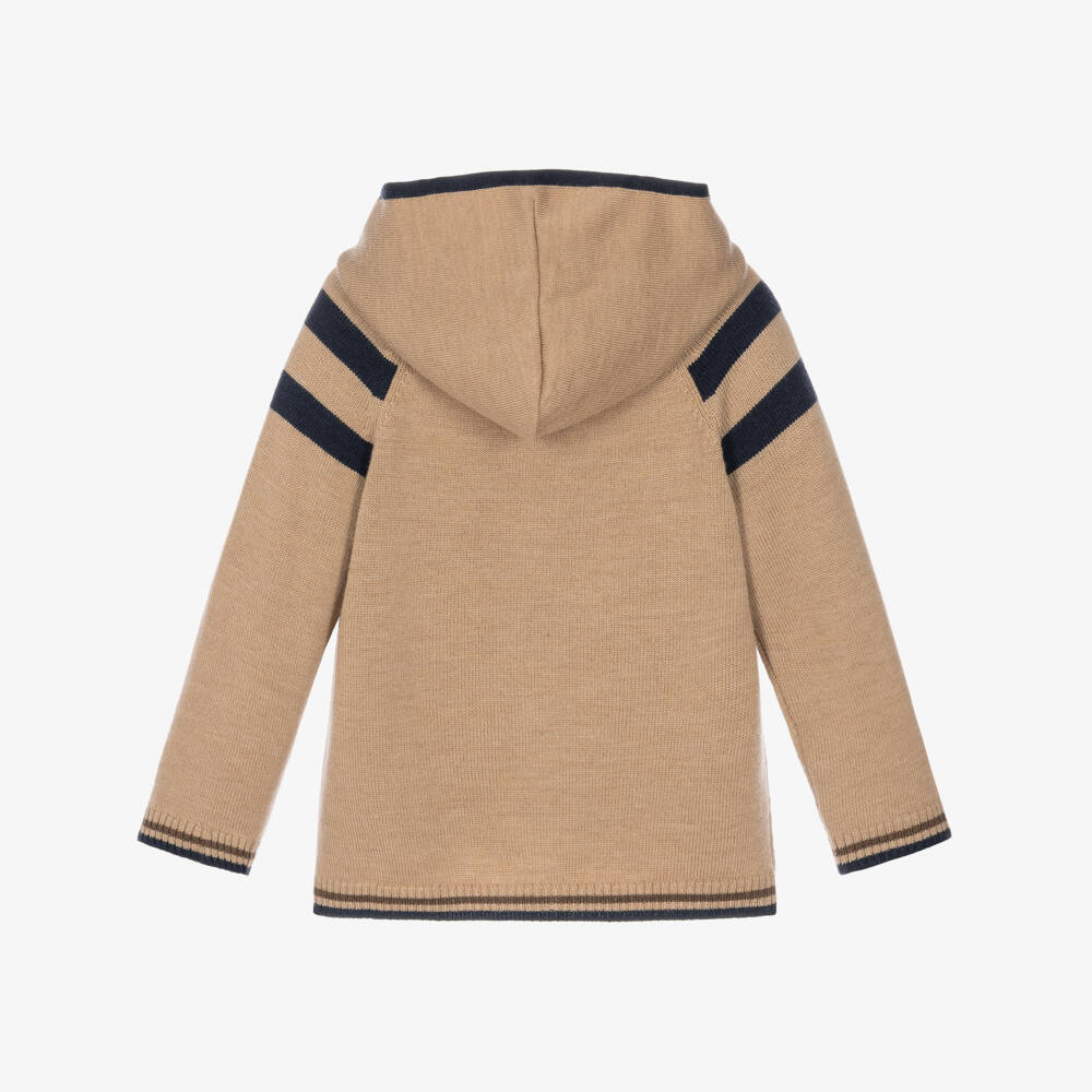 J&Josh-Boys Beige Merino Wool Zip-Up Hoodie | Childrensalon