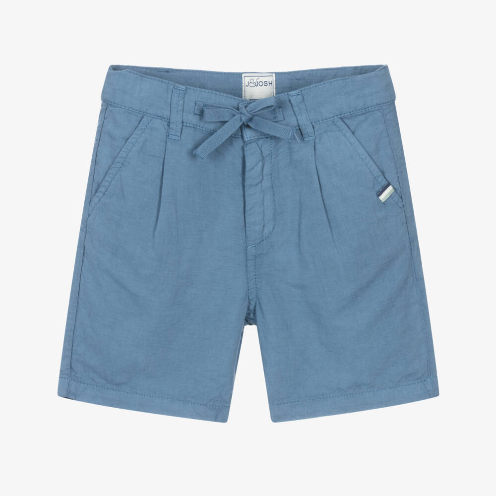 J&Josh-Boys Blue Linen & Cotton Shorts | Childrensalon