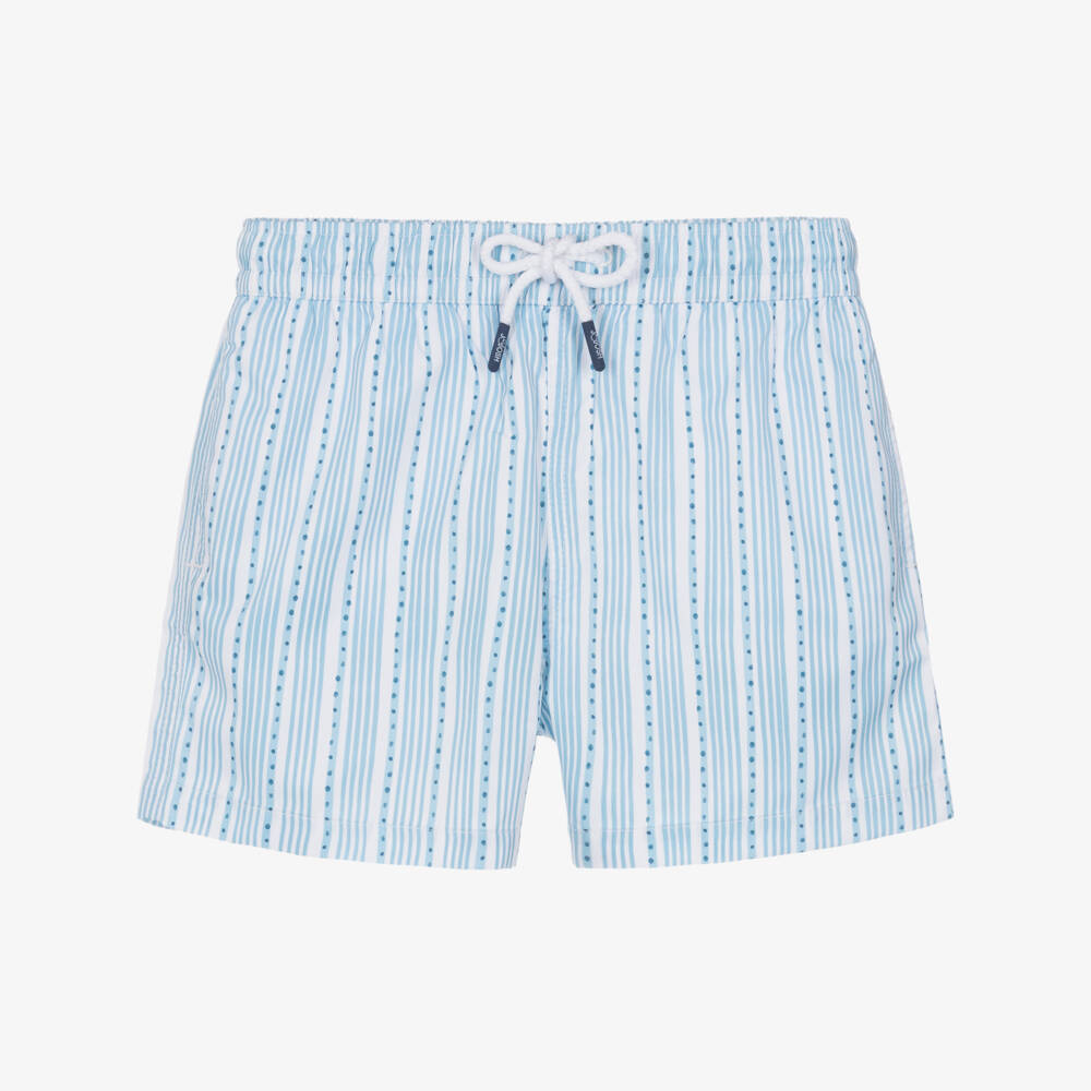 J&Josh-Boys Blue Striped Drawstring Swim Shorts | Childrensalon