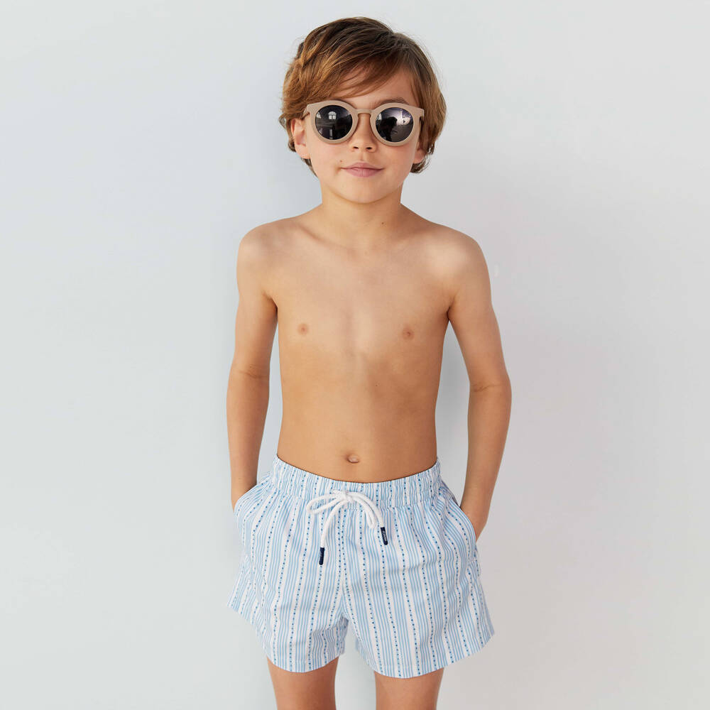 J&Josh-Шорты-плавки голубые в полоску для мальчиков | Childrensalon