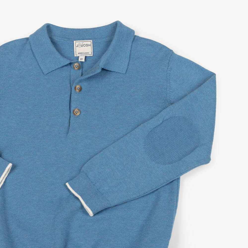 J&Josh-Свитер синий хлопковый в стиле поло для мальчиков | Childrensalon