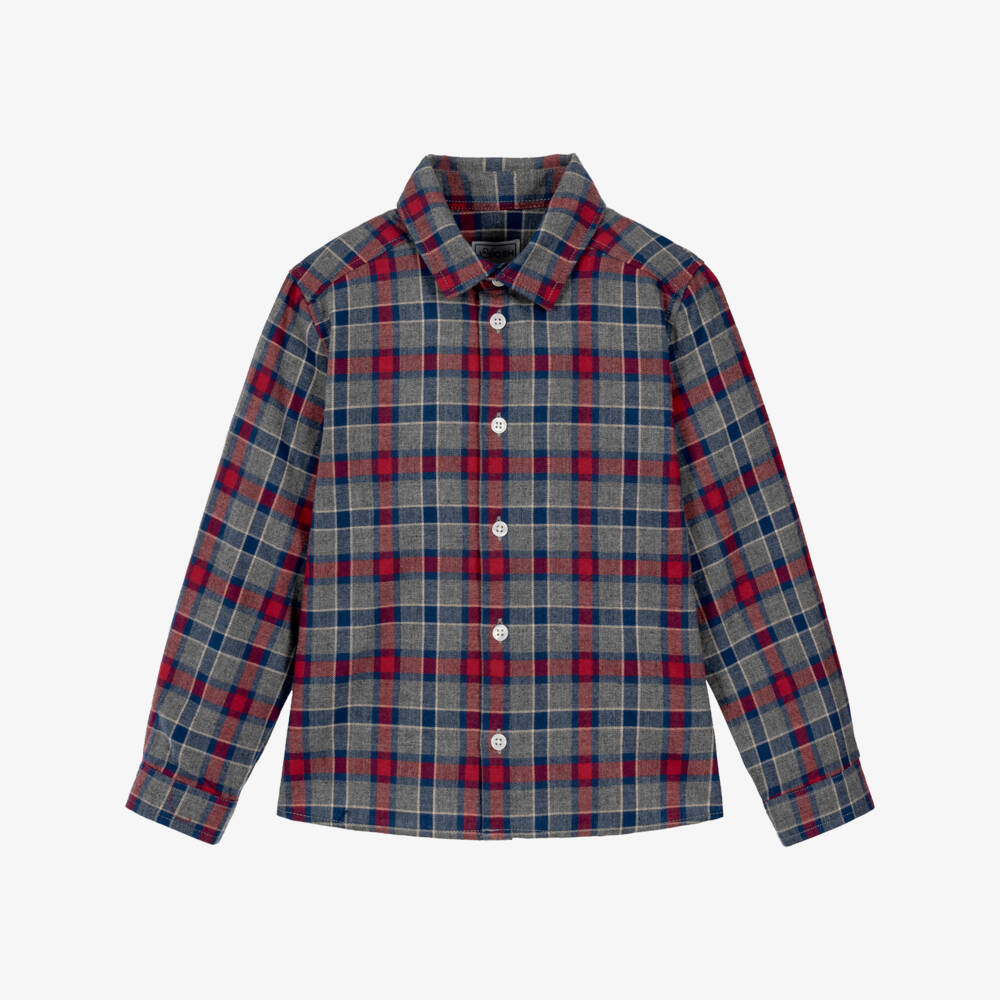 J&Josh-Boys Cotton Check Shirt in Blue & Red | Childrensalon