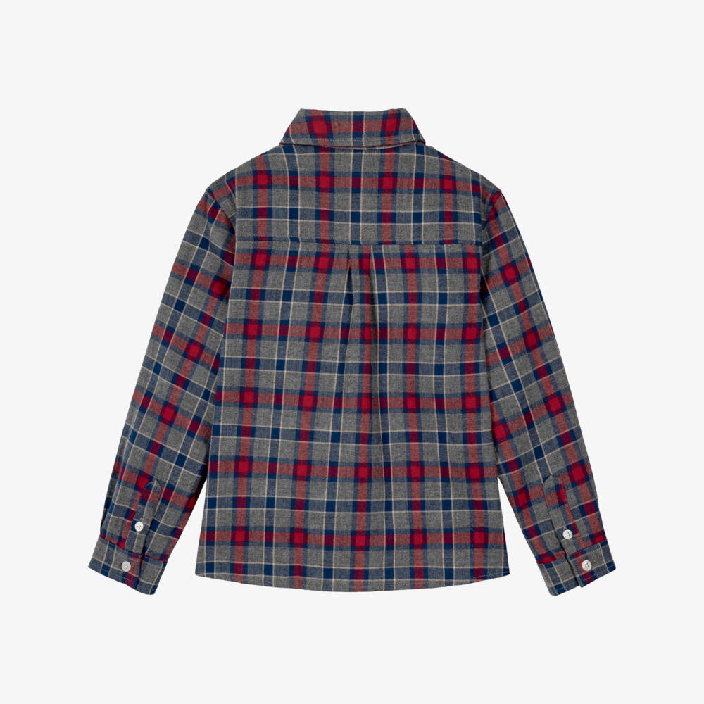 J&Josh-Boys Cotton Check Shirt in Blue & Red | Childrensalon