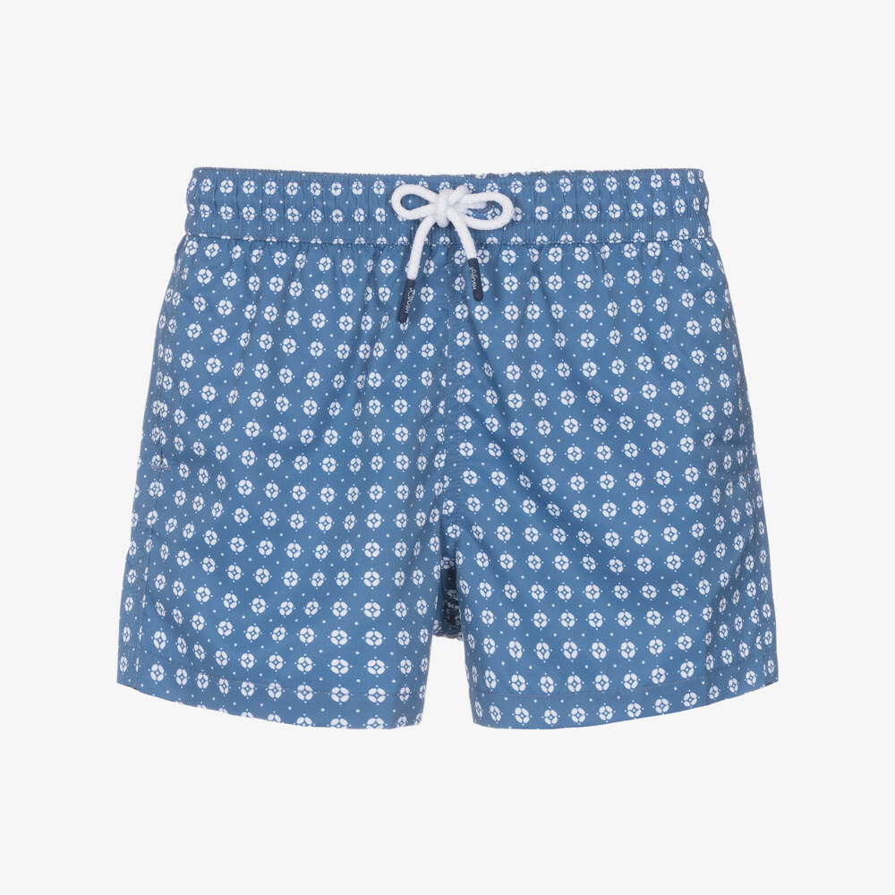 J&Josh-Boys Dark Blue Patterned Swim Shorts | Childrensalon