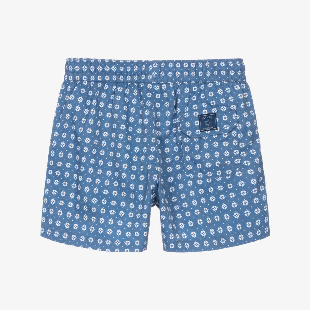 J&Josh-Boys Dark Blue Swim Shorts with Geometric Print | Childrensalon