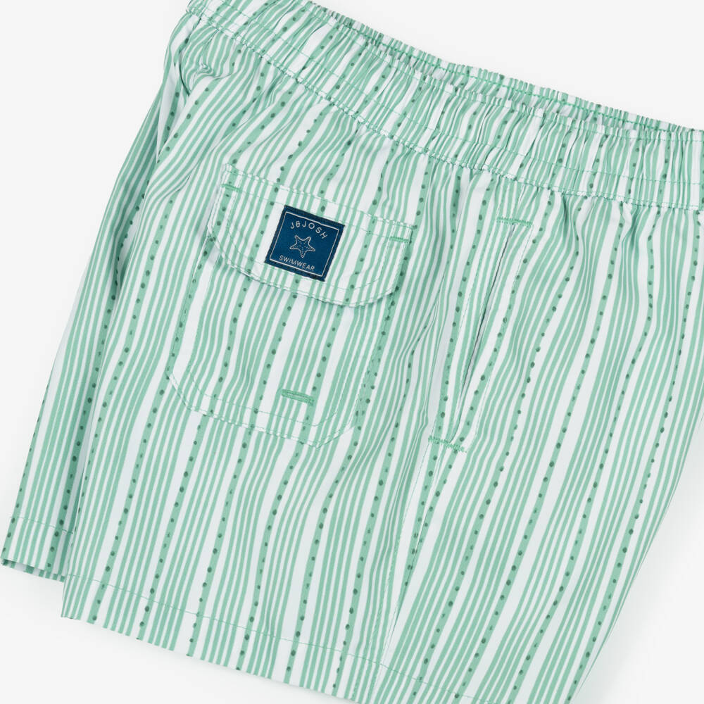 J&Josh-Шорты-плавки зелёные в полоску с завязками для мальчиков  | Childrensalon