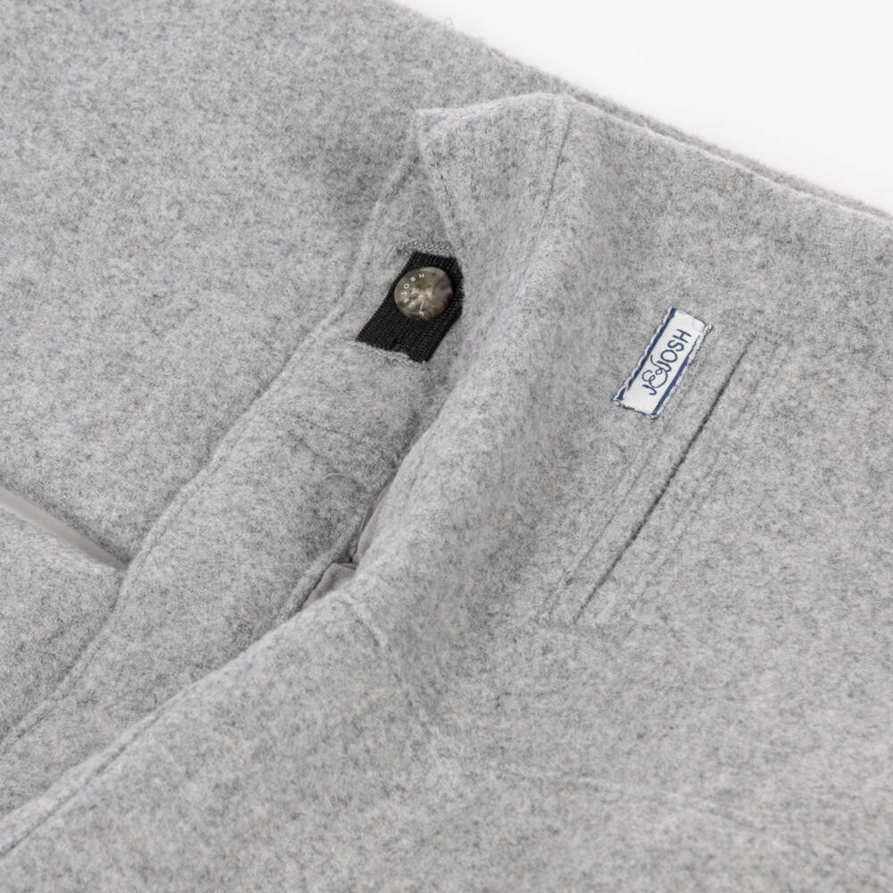 J&Josh-Boys Grey Felted Wool Mix Trousers | Childrensalon