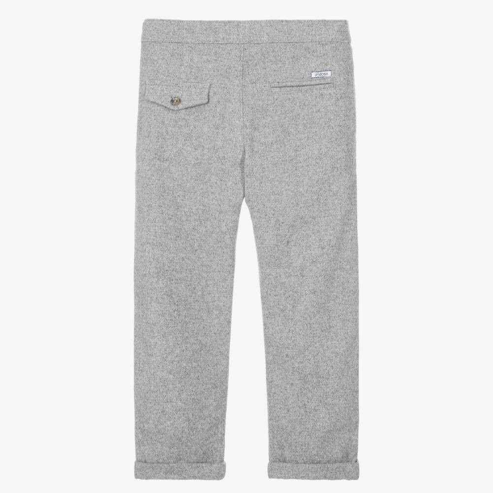 J&Josh-Boys Grey Felted Wool Mix Trousers | Childrensalon
