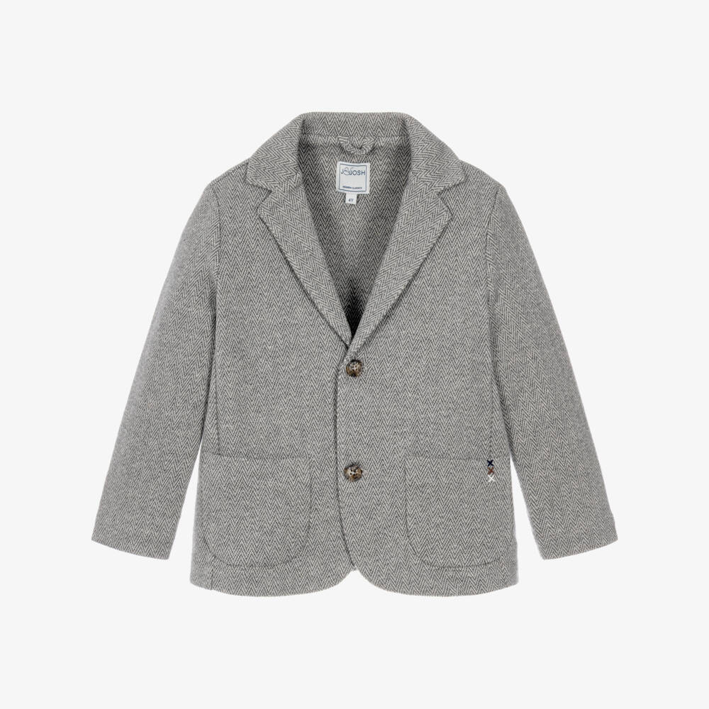 J&Josh-Boys Grey Jersey Knit Blazer with Chevron Pattern | Childrensalon