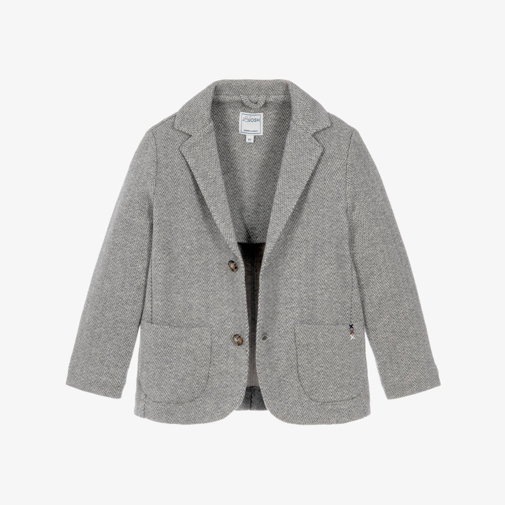 J&Josh-Boys Grey Jersey Knit Blazer with Chevron Pattern | Childrensalon