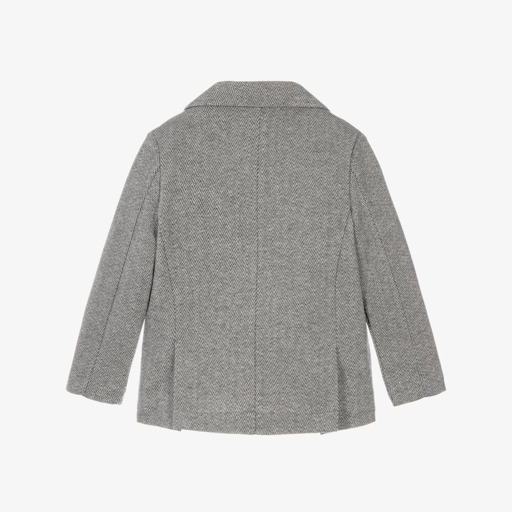 J&Josh-Boys Grey Jersey Knit Blazer with Chevron Pattern | Childrensalon