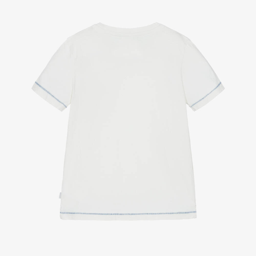 J&Josh-تيشيرت مزيج قطن وكتان لون عاجي للأولاد | Childrensalon