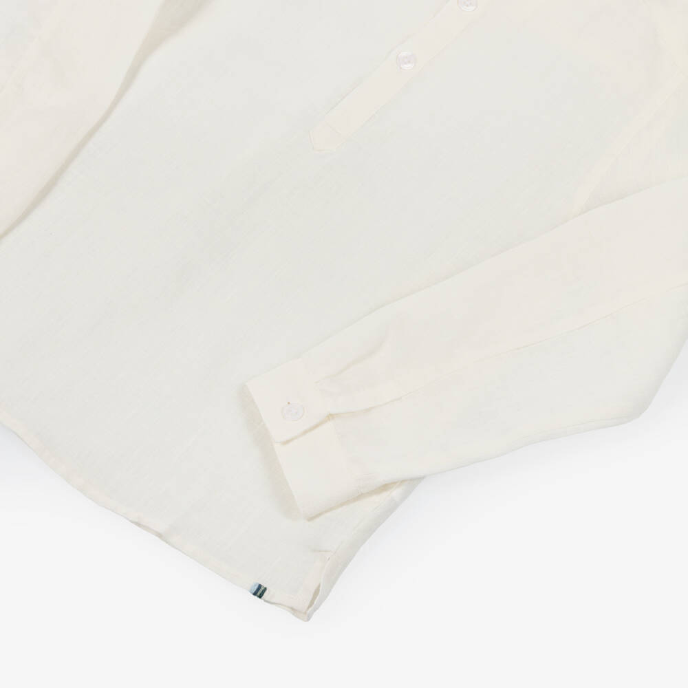 J&Josh-Boys Ivory Pop-Over Linen Shirt | Childrensalon