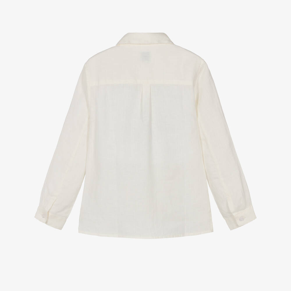 J&Josh-Boys Ivory Pop-Over Linen Shirt | Childrensalon