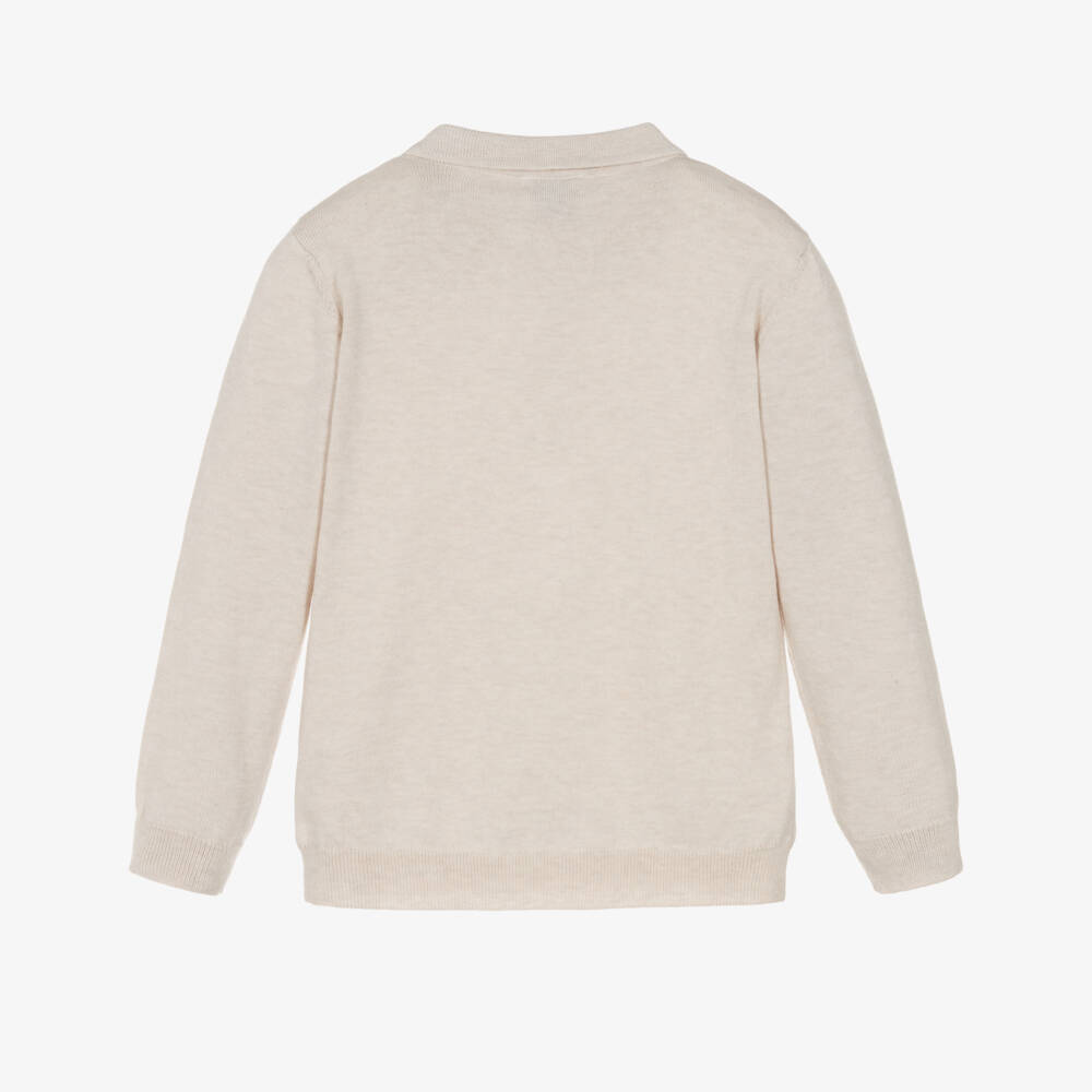 J&Josh-Boys Light Beige Knitted Cotton Sweater | Childrensalon