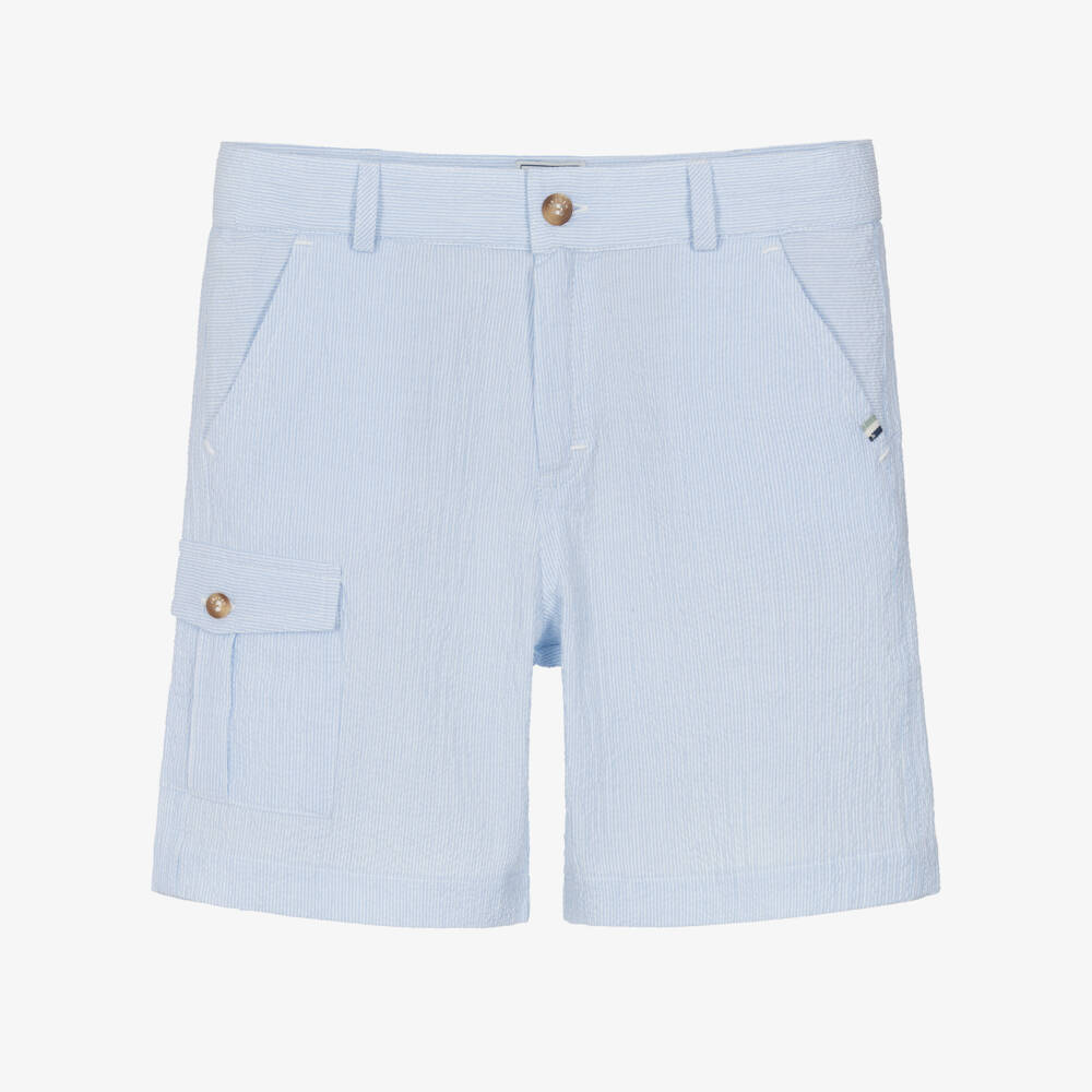 J&Josh-Шорты голубые из хлопкового сирсакера для мальчиков | Childrensalon
