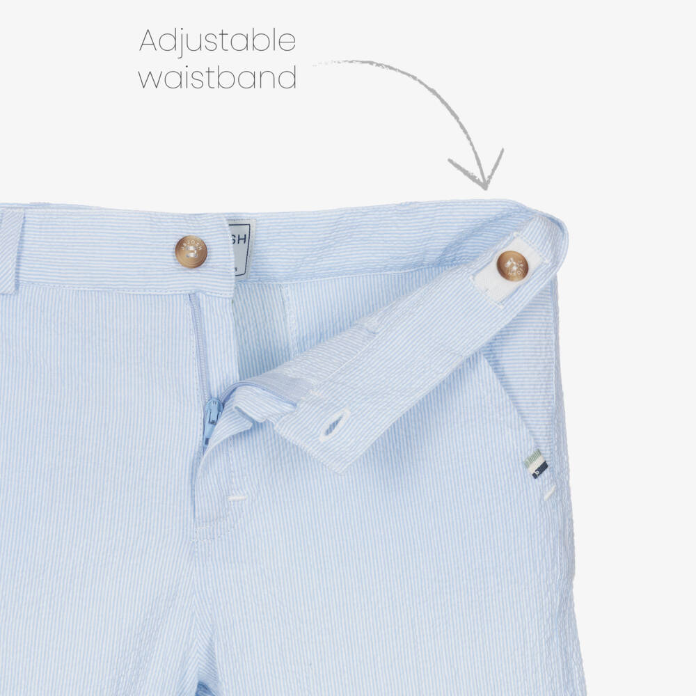 J&Josh-Шорты голубые из хлопкового сирсакера для мальчиков | Childrensalon