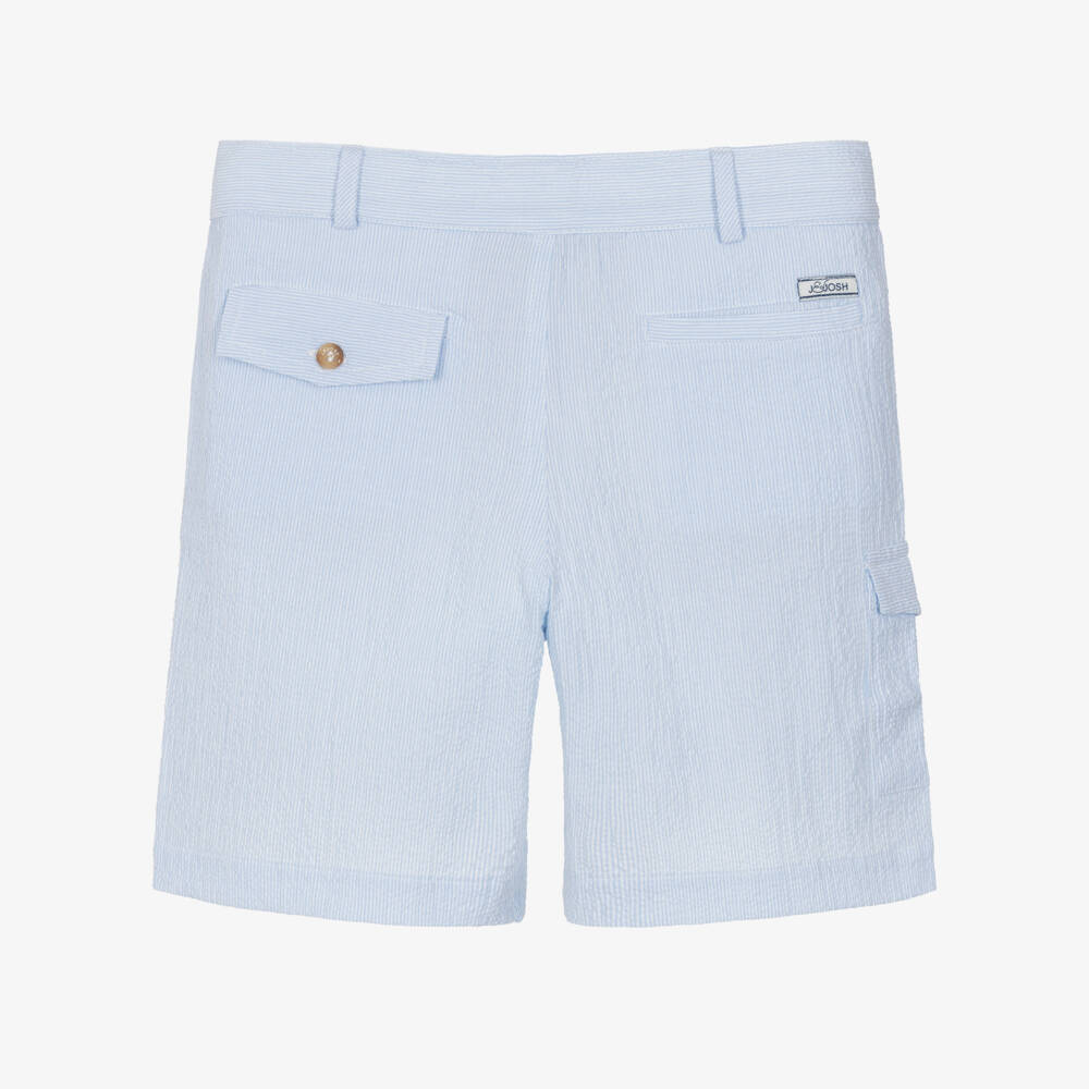 J&Josh-Шорты голубые из хлопкового сирсакера для мальчиков | Childrensalon