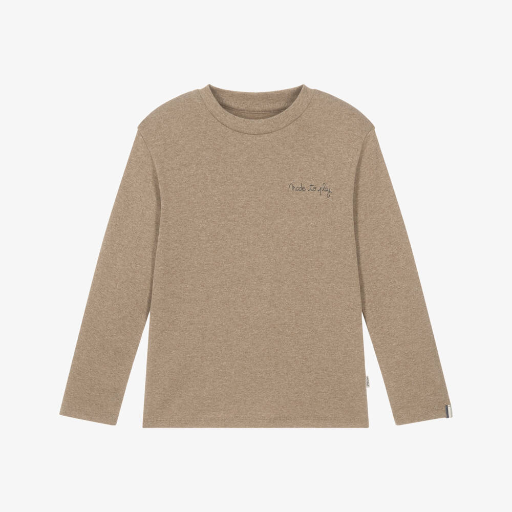 J&Josh-Boys Light Brown Cotton Long-Sleeved Top | Childrensalon