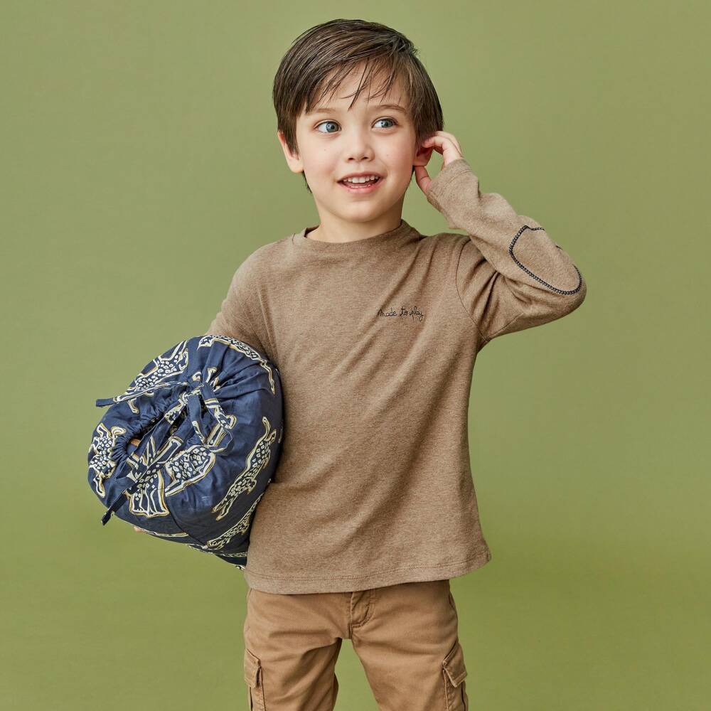 J&Josh-Boys Light Brown Cotton Long-Sleeved Top | Childrensalon