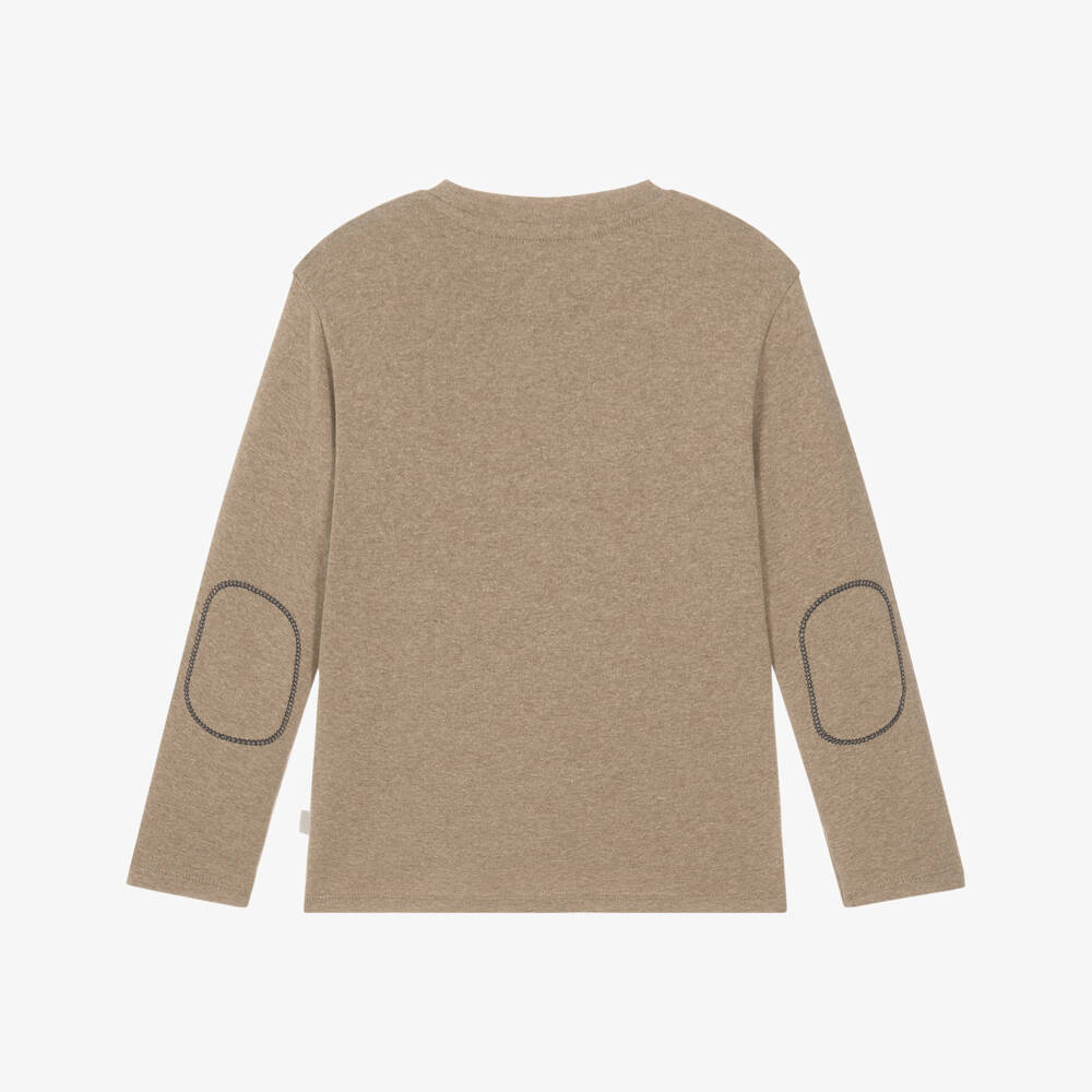 J&Josh-Boys Light Brown Cotton Long-Sleeved Top | Childrensalon