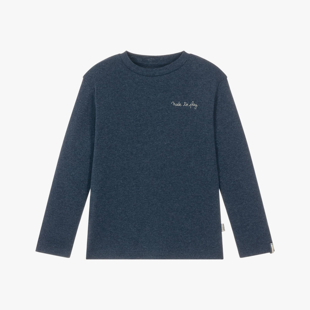 J&Josh-Boys Navy Blue Cotton Long-Sleeved Top | Childrensalon